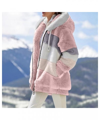 Winter Coats for Women Fuzzy Fleece Jacket Sherpa Jacket Faux Fur Coat Casual Warm Fall Winter Outerwear C-pink $17.09 Coats