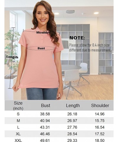 Women's Cotton Polo Shirts 3 Button Short Sleeve Cool Shirt Casual Work Collared Shirts Khaki $17.39 Shirts