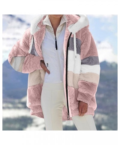 Winter Coats for Women Fuzzy Fleece Jacket Sherpa Jacket Faux Fur Coat Casual Warm Fall Winter Outerwear C-pink $17.09 Coats