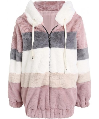 Winter Coats for Women Fuzzy Fleece Jacket Sherpa Jacket Faux Fur Coat Casual Warm Fall Winter Outerwear C-pink $17.09 Coats