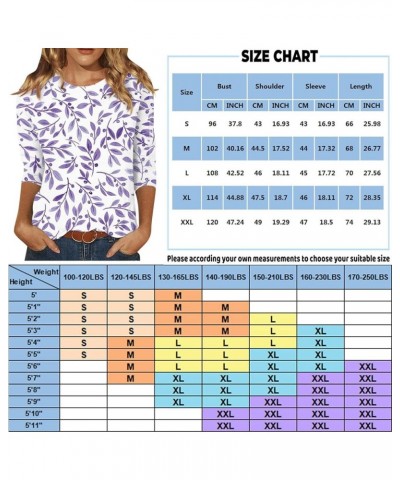 3/4 Length Sleeve Womens Tops Lightweight Womens Tops Crewneck T Shirts Casual Print Trendy Tops Shirt Summer Blouse S447-mul...