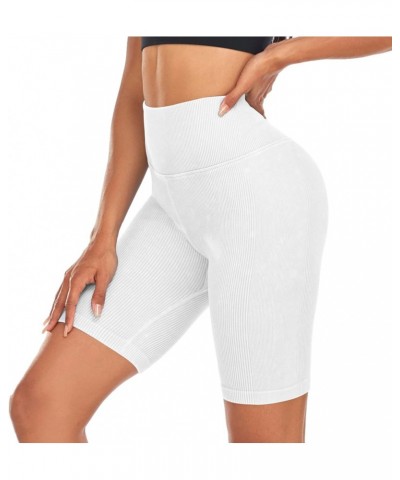 Women's Ribbed Seamless Biker Shorts-High Waisted Workout Shorts for Women Yoga Athletic Spandex Shorts $17.02 Activewear