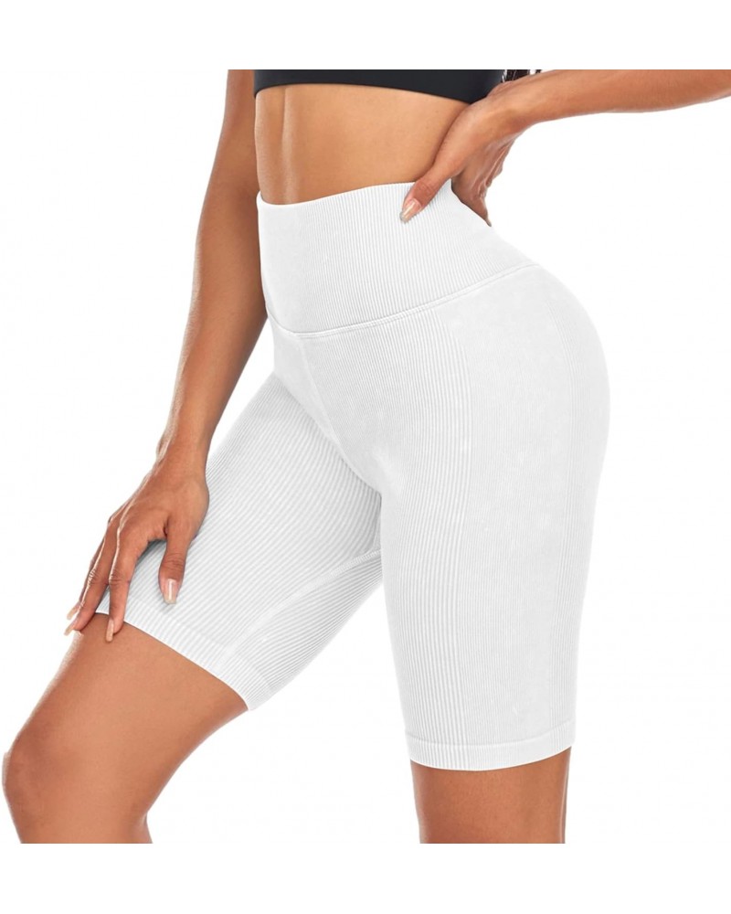 Women's Ribbed Seamless Biker Shorts-High Waisted Workout Shorts for Women Yoga Athletic Spandex Shorts $17.02 Activewear