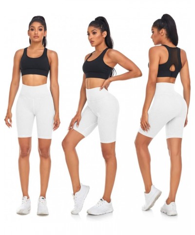 Women's Ribbed Seamless Biker Shorts-High Waisted Workout Shorts for Women Yoga Athletic Spandex Shorts $17.02 Activewear