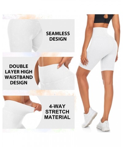 Women's Ribbed Seamless Biker Shorts-High Waisted Workout Shorts for Women Yoga Athletic Spandex Shorts $17.02 Activewear