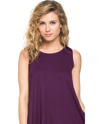 Plus Size Women's Rayon Span Tank Top Tunic-Solid Eggplant $14.15 Tops