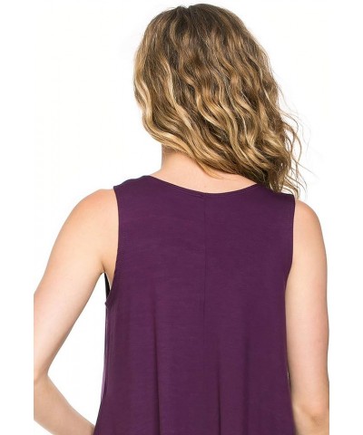 Plus Size Women's Rayon Span Tank Top Tunic-Solid Eggplant $14.15 Tops