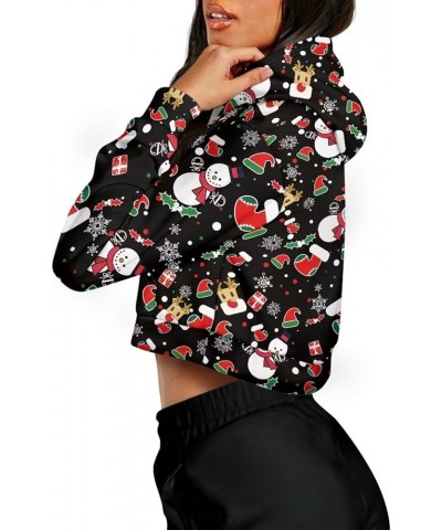 Women's Long Sleeve Shirt Pullover Crop Tops, Soft Loose Casual Crewneck Hoodies Sweatshirt for Ladies Girls Snowman Pattern ...