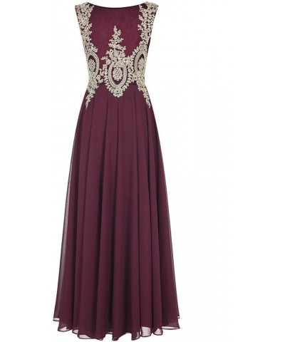 Crystals Gold Lace Chiffon A Line Sheer Back Formal Long Prom Evening Dresses Lilac $36.72 Dresses