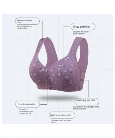 Sports Bras for Women High Support Front Closure Push Up Bra Wirefree Easy Close Cup Sleep Bras for Grandma Mom Gift B-purple...