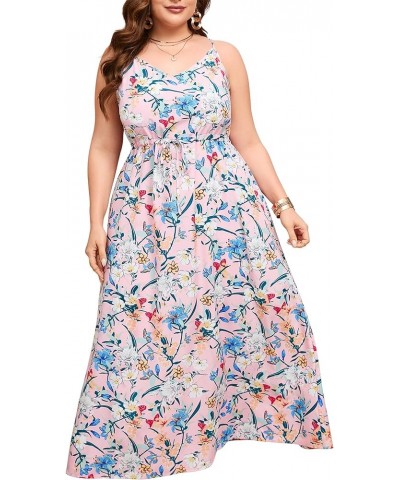 Sexy Maxi Dress Summer Dresses for Women Sleeveless Causal Plus Size Floor Length Long Sundresses Pink Lily $13.12 Dresses