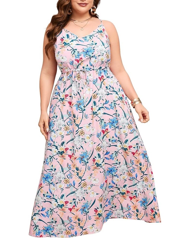 Sexy Maxi Dress Summer Dresses for Women Sleeveless Causal Plus Size Floor Length Long Sundresses Pink Lily $13.12 Dresses