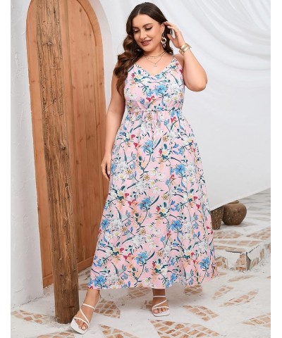 Sexy Maxi Dress Summer Dresses for Women Sleeveless Causal Plus Size Floor Length Long Sundresses Pink Lily $13.12 Dresses