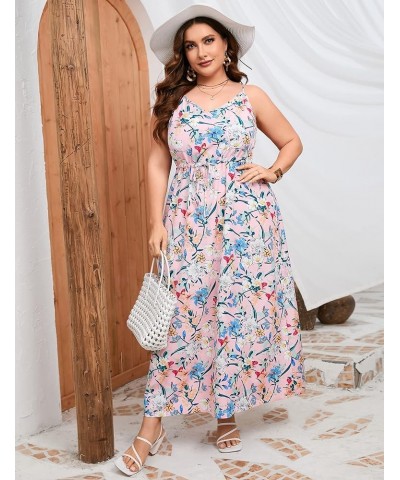 Sexy Maxi Dress Summer Dresses for Women Sleeveless Causal Plus Size Floor Length Long Sundresses Pink Lily $13.12 Dresses