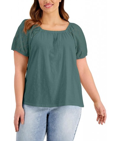 Style Women's Plus Size Cotton On Off Shoulder Top Med Green $15.68 Blouses