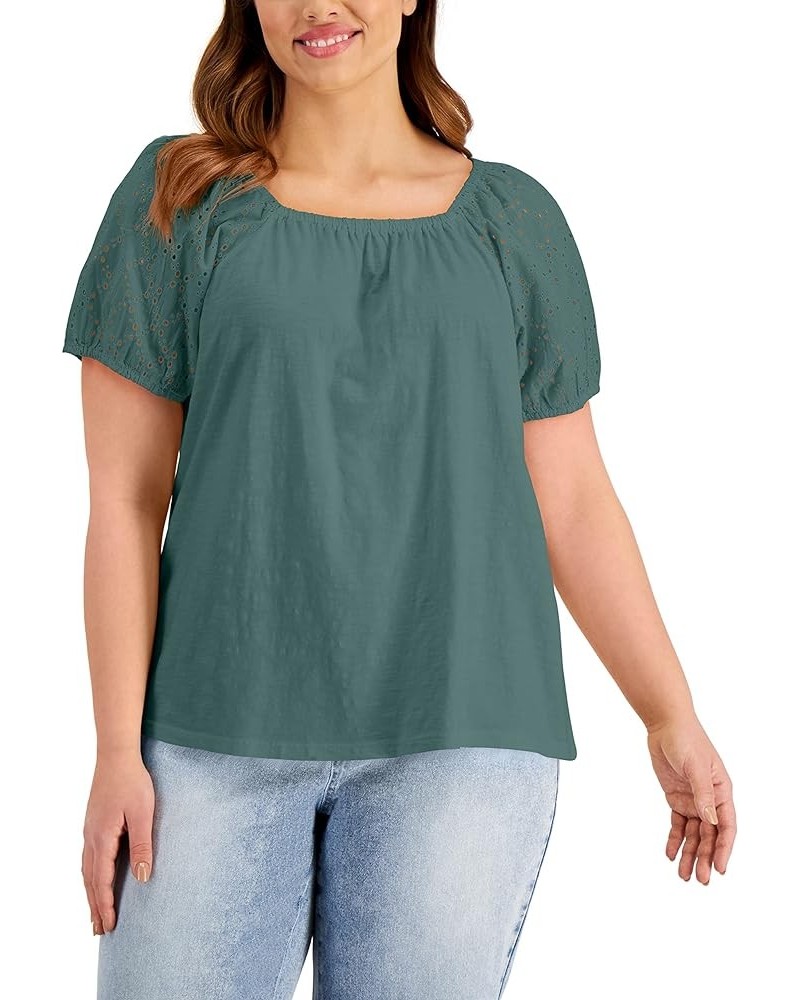 Style Women's Plus Size Cotton On Off Shoulder Top Med Green $15.68 Blouses