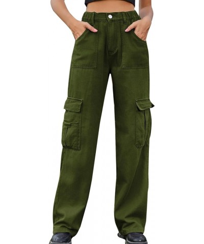 Women's Fashion Elastic WAIS Denim Cargo Casual Jean Pants with Personalized Pocket, S-XL Rf1-army Green $21.22 Jeans