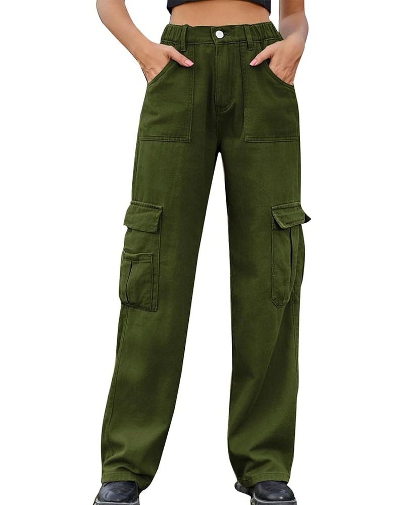 Women's Fashion Elastic WAIS Denim Cargo Casual Jean Pants with Personalized Pocket, S-XL Rf1-army Green $21.22 Jeans