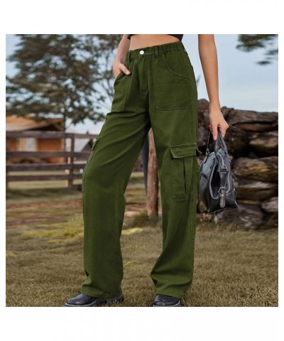 Women's Fashion Elastic WAIS Denim Cargo Casual Jean Pants with Personalized Pocket, S-XL Rf1-army Green $21.22 Jeans