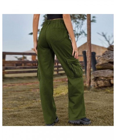 Women's Fashion Elastic WAIS Denim Cargo Casual Jean Pants with Personalized Pocket, S-XL Rf1-army Green $21.22 Jeans