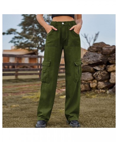 Women's Fashion Elastic WAIS Denim Cargo Casual Jean Pants with Personalized Pocket, S-XL Rf1-army Green $21.22 Jeans