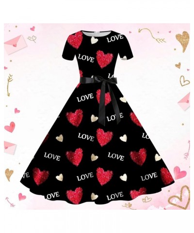 Floral Heart Dress Short V-Neck Hollow Out Summer A-Line Elegant Dresses Vintage Sleeveless Beach Sundress 01-black $6.53 Dre...