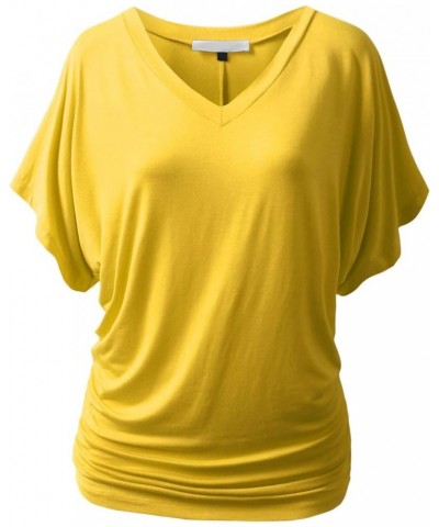 Womens Dolman Sleeve Top Boatneck Drape Shirts Awts055_awts080_yellow $13.50 Blouses