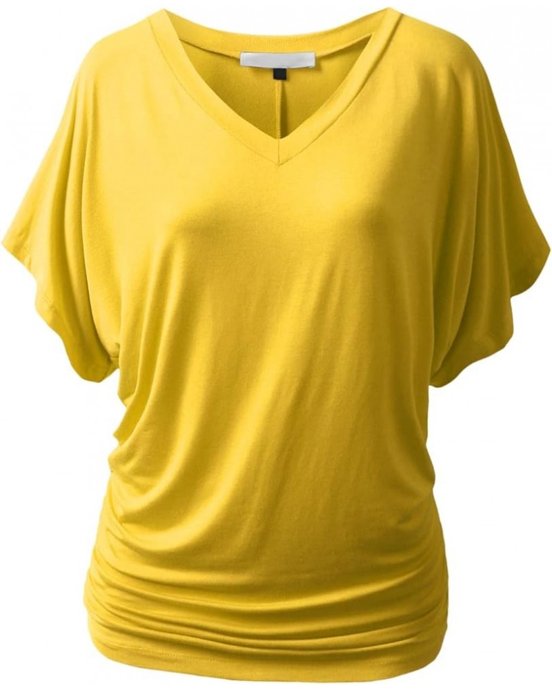 Womens Dolman Sleeve Top Boatneck Drape Shirts Awts055_awts080_yellow $13.50 Blouses