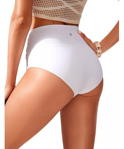 Womens High Waisted Ruched Bikini Bottom Tummy Control Swim Bottoms Retro Full Coverage Tankini Swimsuit Briefs White $11.60 ...