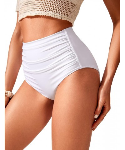 Womens High Waisted Ruched Bikini Bottom Tummy Control Swim Bottoms Retro Full Coverage Tankini Swimsuit Briefs White $11.60 ...