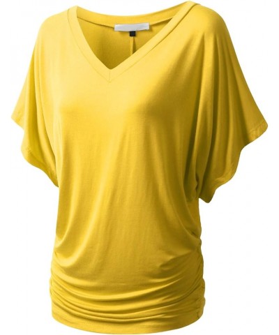 Womens Dolman Sleeve Top Boatneck Drape Shirts Awts055_awts080_yellow $13.50 Blouses