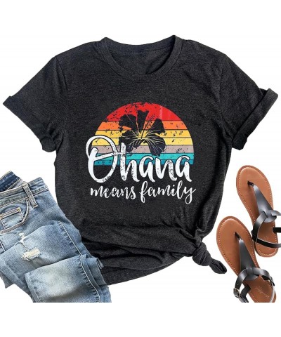 Hawaiian Shirts for Women Palm Trees Beach Graphic Tee Tops Summer Vacation Short Sleeve Tshirt Tops Grey $11.52 T-Shirts