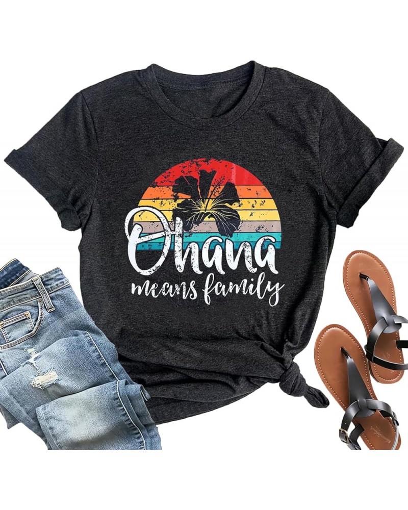 Hawaiian Shirts for Women Palm Trees Beach Graphic Tee Tops Summer Vacation Short Sleeve Tshirt Tops Grey $11.52 T-Shirts