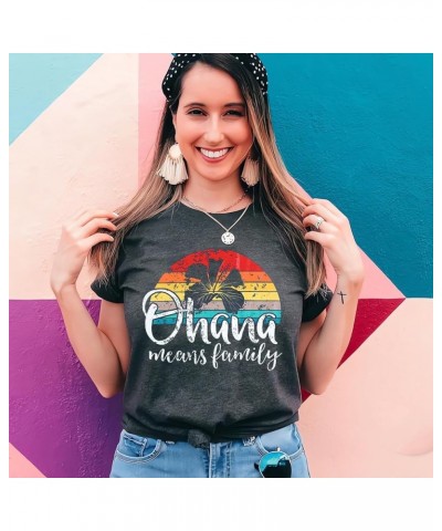 Hawaiian Shirts for Women Palm Trees Beach Graphic Tee Tops Summer Vacation Short Sleeve Tshirt Tops Grey $11.52 T-Shirts