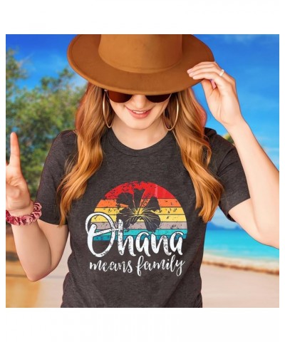 Hawaiian Shirts for Women Palm Trees Beach Graphic Tee Tops Summer Vacation Short Sleeve Tshirt Tops Grey $11.52 T-Shirts