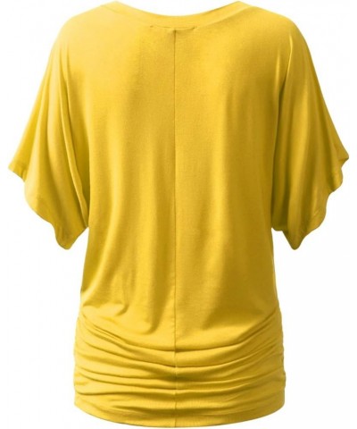 Womens Dolman Sleeve Top Boatneck Drape Shirts Awts055_awts080_yellow $13.50 Blouses