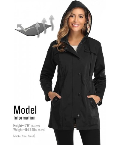 Women's Long Hooded Rain Jacket Outdoor Raincoat Windbreaker Small Black $31.20 Coats