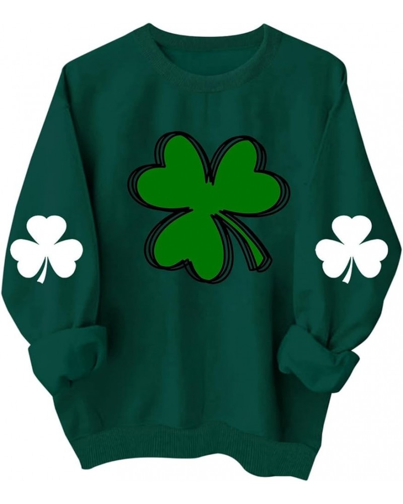 St Patricks Day Sweatshirt Women Irish Shamrock Love Heart Print Pullover Shirts Loose Trendy Sweatshirts G21 Green $10.60 Ac...