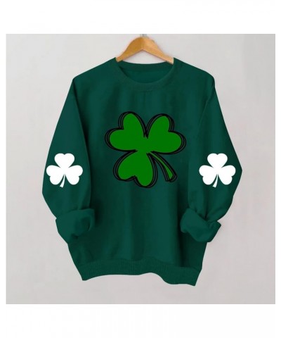 St Patricks Day Sweatshirt Women Irish Shamrock Love Heart Print Pullover Shirts Loose Trendy Sweatshirts G21 Green $10.60 Ac...