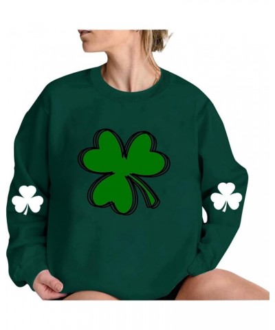 St Patricks Day Sweatshirt Women Irish Shamrock Love Heart Print Pullover Shirts Loose Trendy Sweatshirts G21 Green $10.60 Ac...