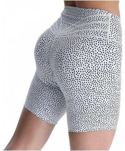 Trinity Workout Biker Shorts for Women Tummy Control High Waisted Exercise Athletic Gym Running Yoga Shorts 6 White Dot Print...