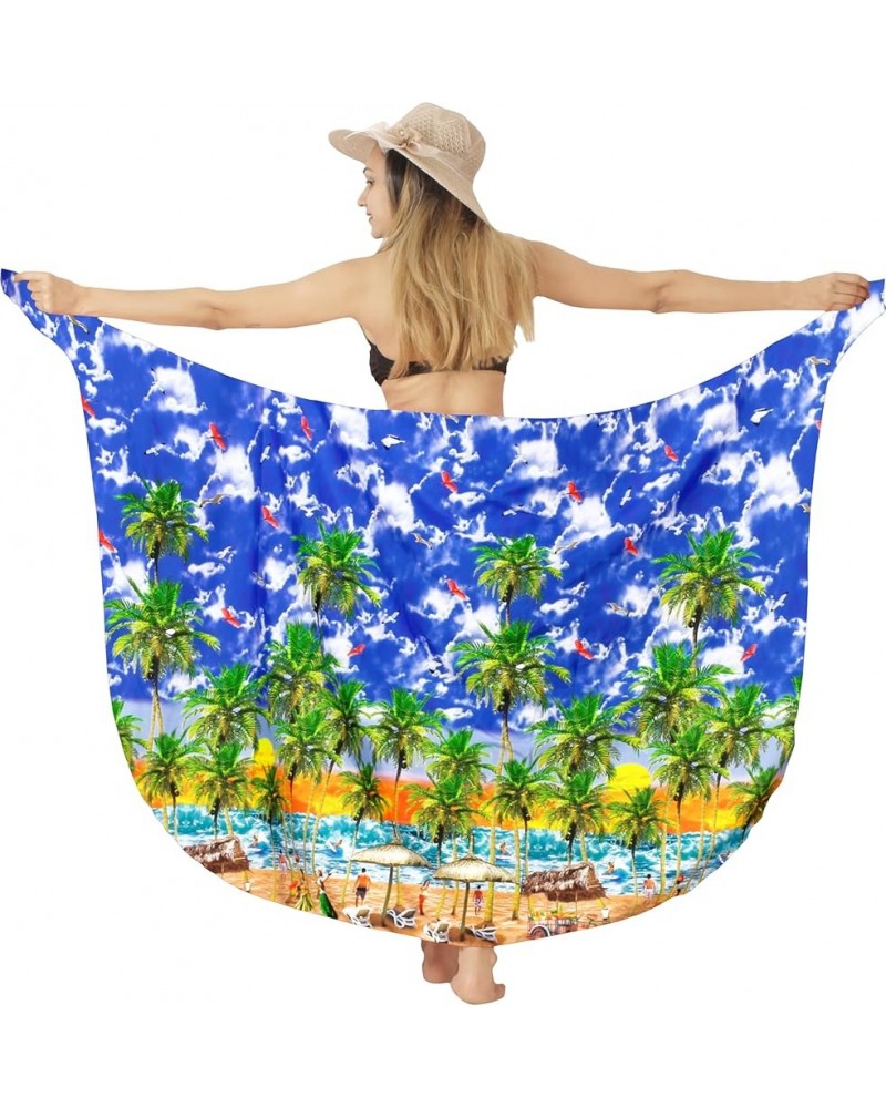 Women's Beachwear Pareos Vacation Summer Wraps Swimsuit Beach Cover Ups Skirt Bikinis Sarongs Bathing Suit Coverup Royal Blue...