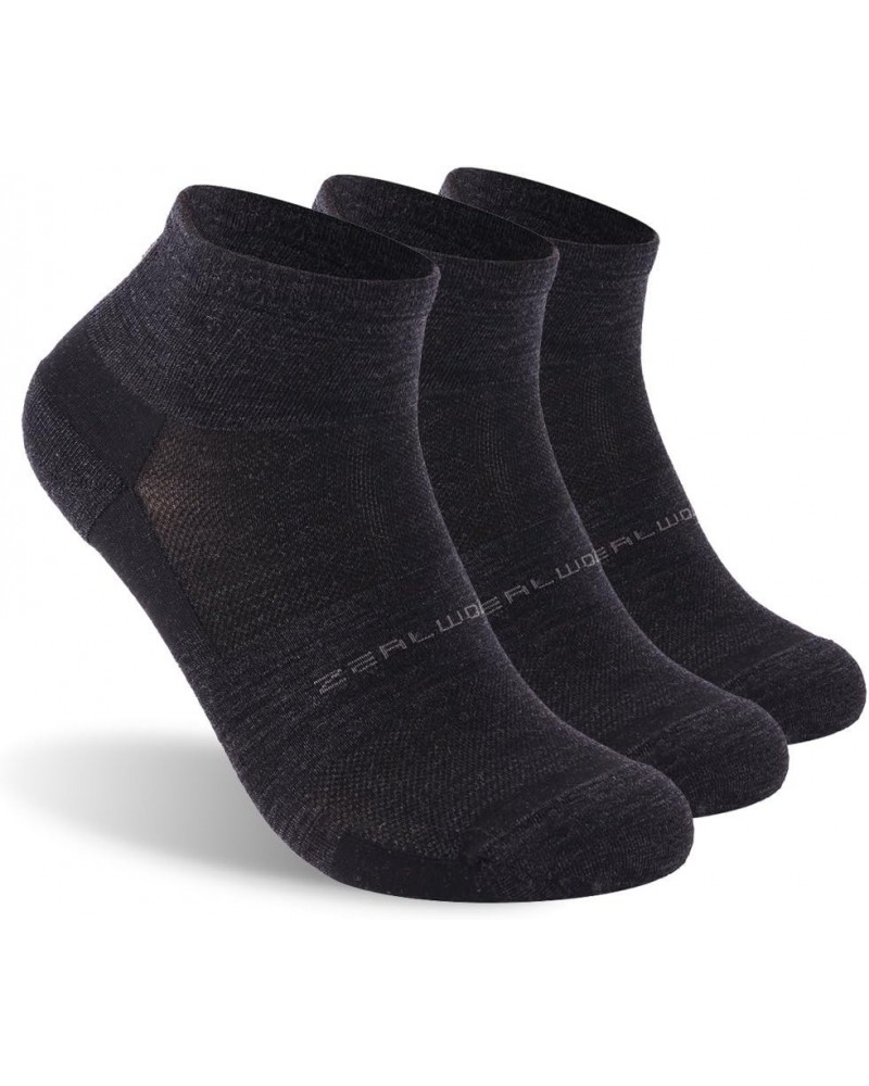 Athletic Running Socks, ZEALWOOD Unisex Merino Wool Anti-blister Cushion Hiking Socks,1/3 Pairs 3 Pairs-black-quarter $11.96 ...