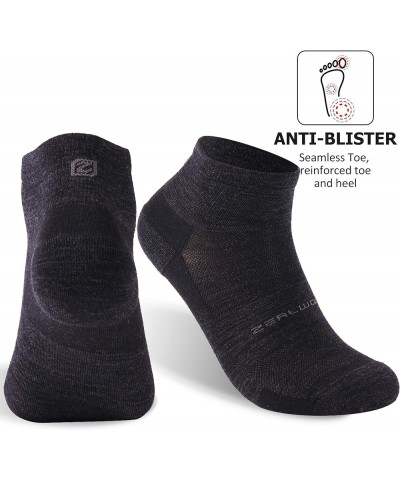 Athletic Running Socks, ZEALWOOD Unisex Merino Wool Anti-blister Cushion Hiking Socks,1/3 Pairs 3 Pairs-black-quarter $11.96 ...