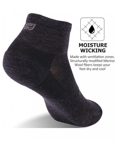 Athletic Running Socks, ZEALWOOD Unisex Merino Wool Anti-blister Cushion Hiking Socks,1/3 Pairs 3 Pairs-black-quarter $11.96 ...