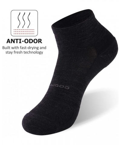 Athletic Running Socks, ZEALWOOD Unisex Merino Wool Anti-blister Cushion Hiking Socks,1/3 Pairs 3 Pairs-black-quarter $11.96 ...