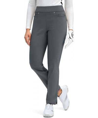 Women's Golf Pants with 3 Pockets High Waisted Tummy Control Stretch Pull-on Dress Pants Work Casual for Women Drak Grey $15....