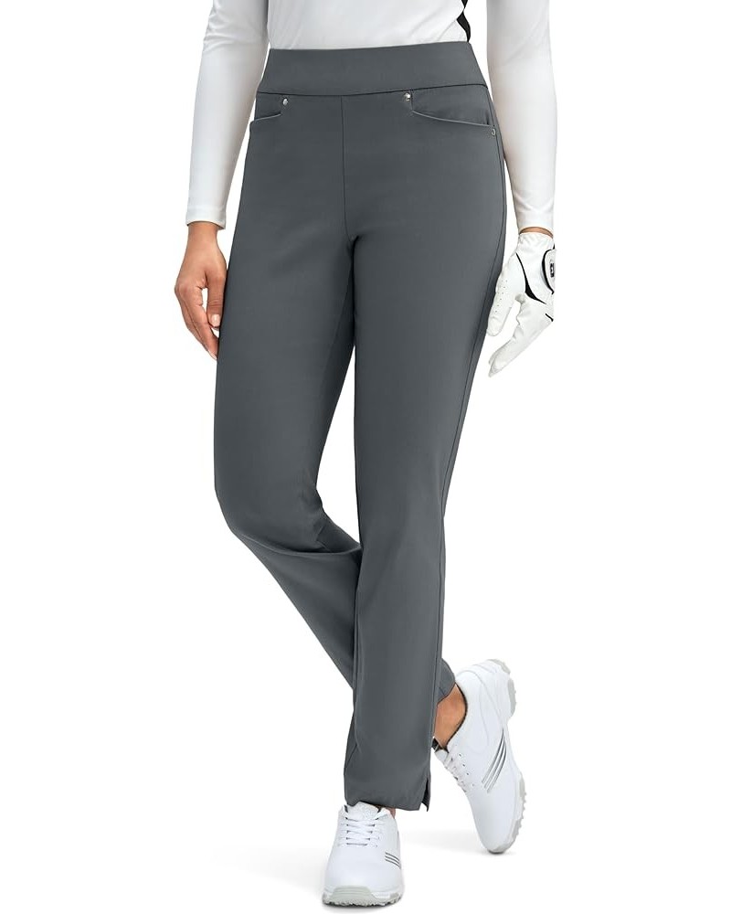 Women's Golf Pants with 3 Pockets High Waisted Tummy Control Stretch Pull-on Dress Pants Work Casual for Women Drak Grey $15....