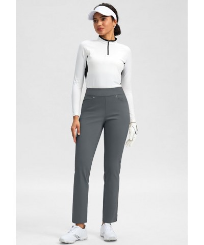 Women's Golf Pants with 3 Pockets High Waisted Tummy Control Stretch Pull-on Dress Pants Work Casual for Women Drak Grey $15....