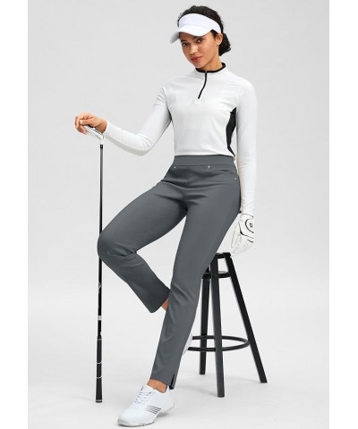 Women's Golf Pants with 3 Pockets High Waisted Tummy Control Stretch Pull-on Dress Pants Work Casual for Women Drak Grey $15....